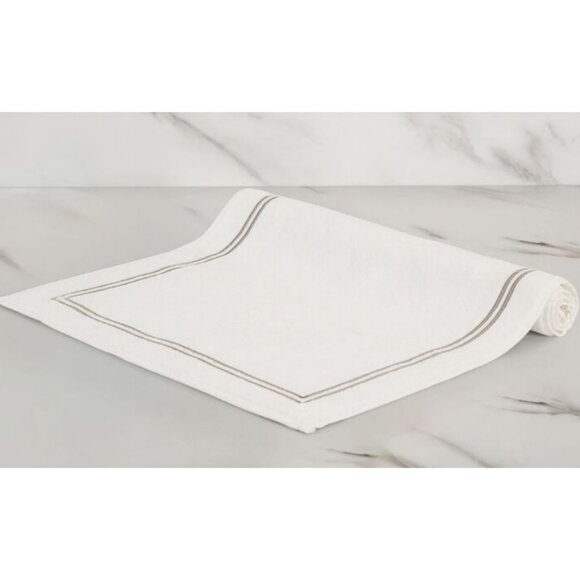 Frette Hotel Classic Bath Mat 20 in x 35 in White Sepia 100% Cotton NEW! - Picture 5 of 5